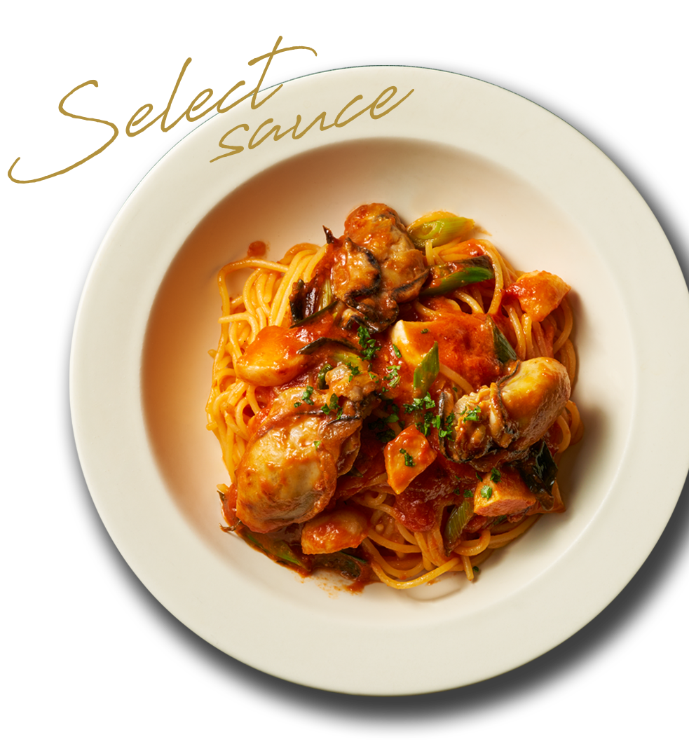 牡蠣と里芋、かぶのソースが選べるパスタ